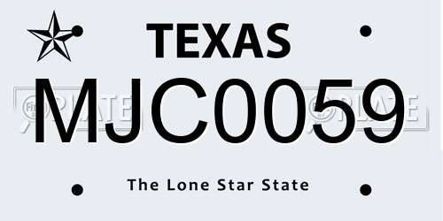 MJC0059 Texas License Plate