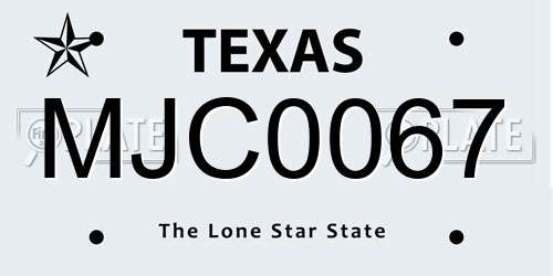 MJC0067 Texas License Plate