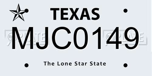 MJC0149 Texas License Plate