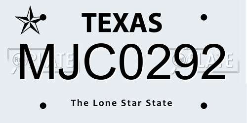 MJC0292 Texas License Plate