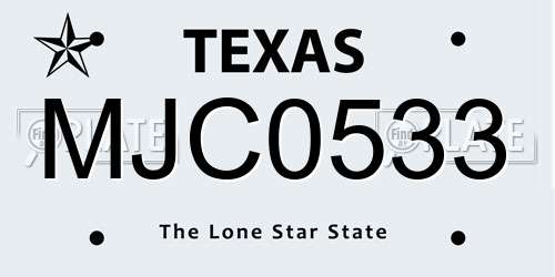 MJC0533 Texas License Plate