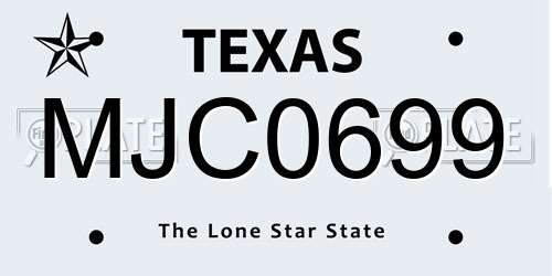 MJC0699 Texas License Plate