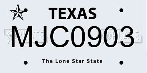 MJC0903 Texas License Plate