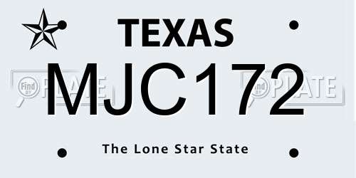 MJC172 Texas License Plate