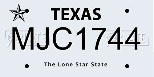MJC1744 Texas License Plate