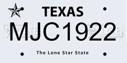 MJC1922 Texas License Plate