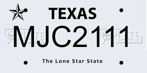 MJC2111 Texas License Plate