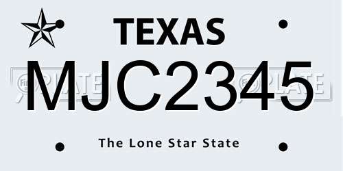 MJC2345 Texas License Plate