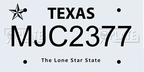 MJC2377 Texas License Plate