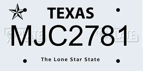 MJC2781 Texas License Plate