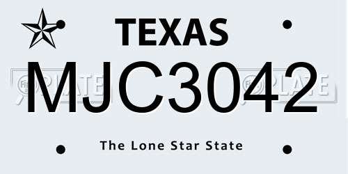 MJC3042 Texas License Plate