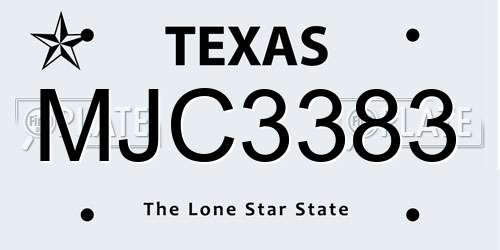 MJC3383 Texas License Plate