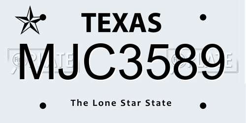 MJC3589 Texas License Plate