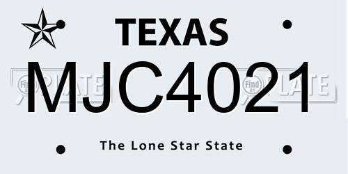 MJC4021 Texas License Plate