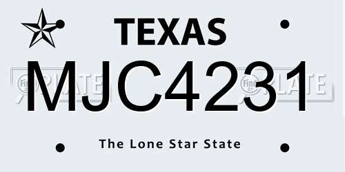 MJC4231 Texas License Plate