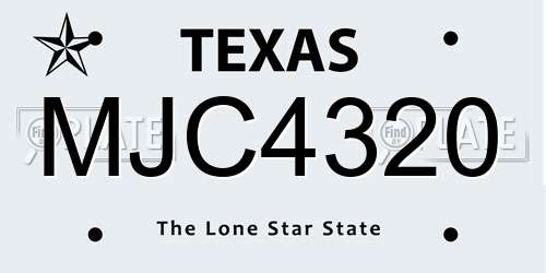 MJC4320 Texas License Plate