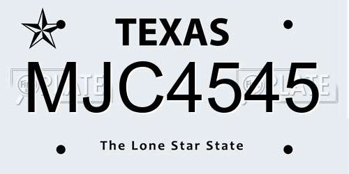 MJC4545 Texas License Plate