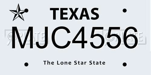 MJC4556 Texas License Plate