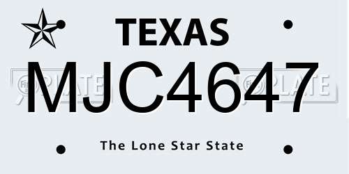 MJC4647 Texas License Plate