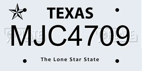 MJC4709 Texas License Plate