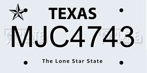 MJC4743 Texas License Plate