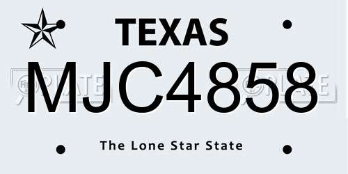MJC4858 Texas License Plate