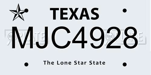 MJC4928 Texas License Plate