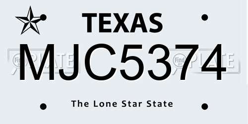 MJC5374 Texas License Plate