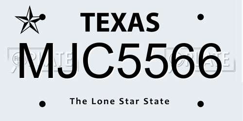 MJC5566 Texas License Plate