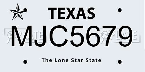 MJC5679 Texas License Plate