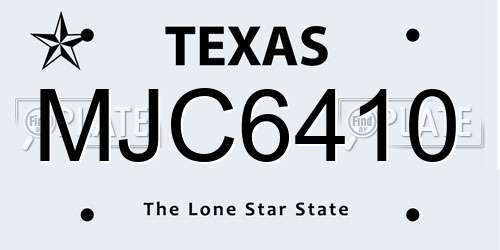 MJC6410 Texas License Plate