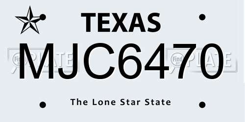 MJC6470 Texas License Plate