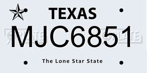 MJC6851 Texas License Plate