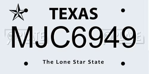 MJC6949 Texas License Plate