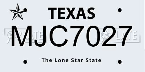 MJC7027 Texas License Plate