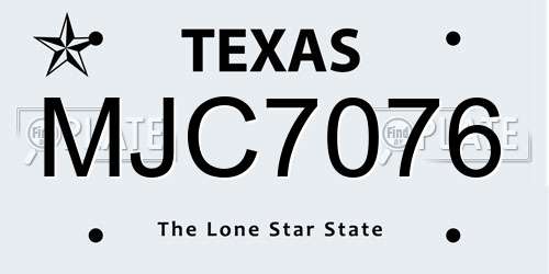 MJC7076 Texas License Plate