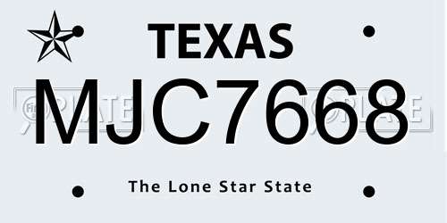 MJC7668 Texas License Plate