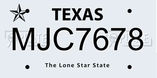 MJC7678 Texas License Plate