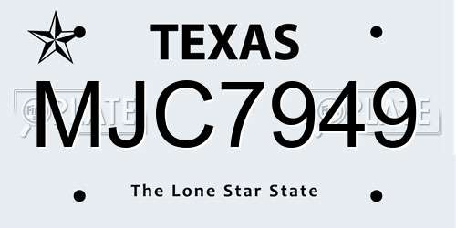 MJC7949 Texas License Plate