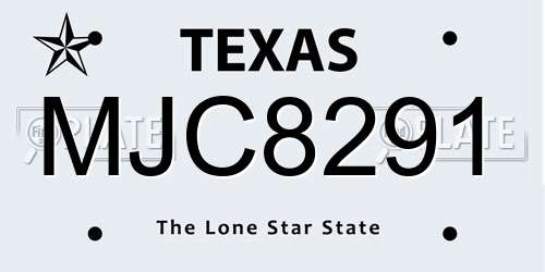 MJC8291 Texas License Plate
