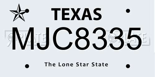 MJC8335 Texas License Plate