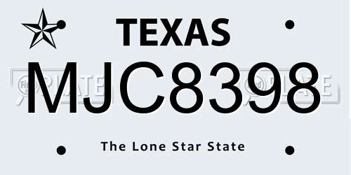 MJC8398 Texas License Plate