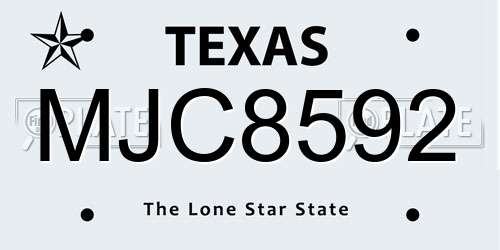 MJC8592 Texas License Plate