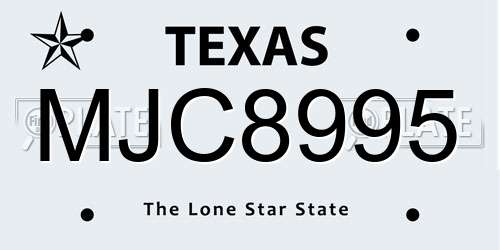 MJC8995 Texas License Plate