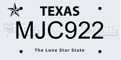 MJC922 Texas License Plate