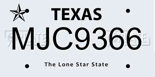 MJC9366 Texas License Plate