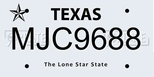 MJC9688 Texas License Plate