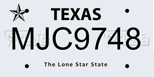 MJC9748 Texas License Plate