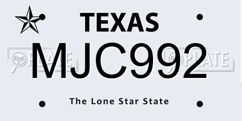 MJC992 Texas License Plate