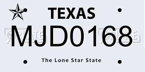 MJD0168 Texas License Plate